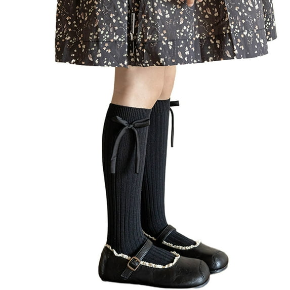 Aofany Knee High Socks for Kids Girls & Toddlers, Solid Color Long School Uniform Socks, Soft Breathable & Comfortable Cotton Socks 6-14 Years
