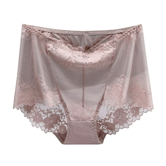 Aofany Lace Panties Underwear for Women Plus Size Cheeky Panties Sexy High Waisted Ultra-Thin Breathable Briefs