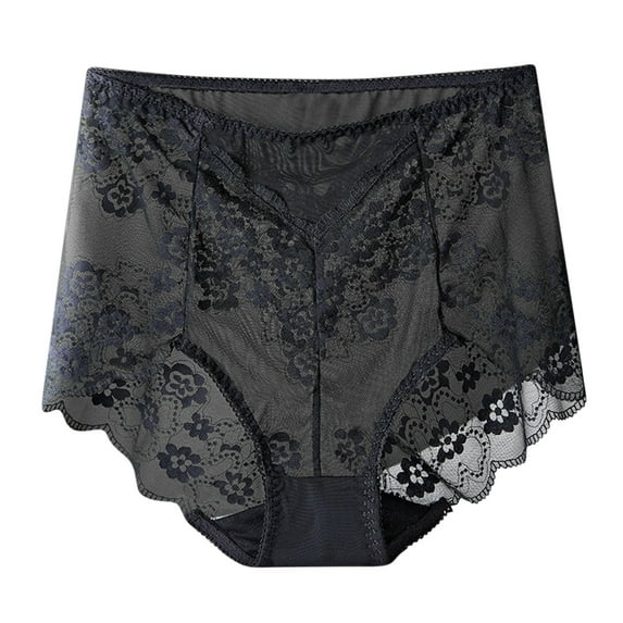 Aofany Lace Panties Underwear for Women Plus Size Cheeky Panties Sexy High Waisted Ultra-Thin Breathable Briefs
