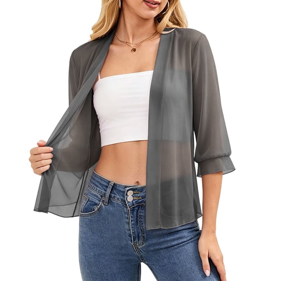 Aofany Lightweight Cardigans for Women Summer Flowy Drape 3/4 Sleeve Thin Cardigan