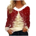 thumbnail image 1 of Aofany Long Sleeve Shirts for Women Xmas Gifts Christmas Tree Print Tops Holiday Graphic Shirts Blouse Womens Clothing, 1 of 3