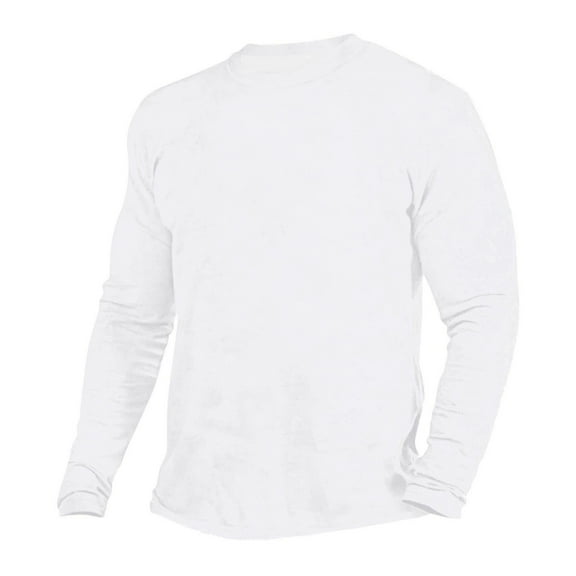 Aofany Long Sleeve Tee Shirts for Men Men's Slim Fit Round Neck Solid Long-sleeved Plus Size T-shirt Top