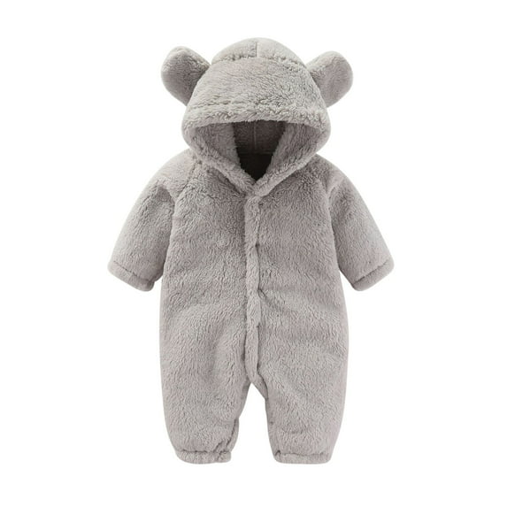 Aofany Male And Female Baby Fall And Winter Jumpsuit Cute Cartton Bear Ear Hooded Long Sleeves Rompers