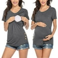 thumbnail image 1 of Aofany Maternity Crew Neck Layered Breast-Feeding Tops Pregnant Short Sleeves Shirts Woman Solid Breastfeeding Clothes Nursing Tunic Blouse, 1 of 8