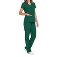 thumbnail image 1 of Aofany Medical Nurse Uniform for Women 2 Piece Solid Scrubs Set Lightweight Comfy Short Sleeve V-Neck Tunics with Elastic Drawstring Waist Pants, 1 of 3