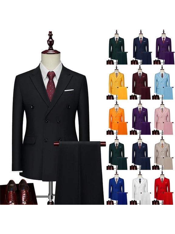 Men Blazers 2 Pieces Sets Wedding Business Formal Suits Big and Tall Men's Fashion Suit Jacket + Suit Pants Two-piece Suit
