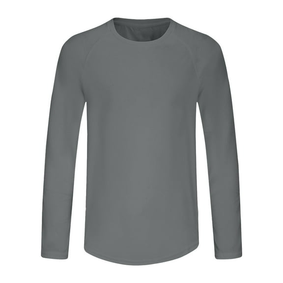 Aofany Men Solid Color Plus Size T Shirt Long Sleeve Round Neck Pullover T-shirt Casual Basic Tee