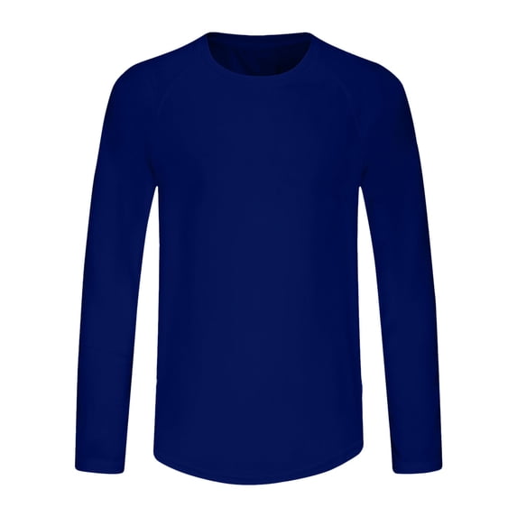 Aofany Men Solid Color Plus Size T Shirt Long Sleeve Round Neck Pullover T-shirt Casual Basic Tee