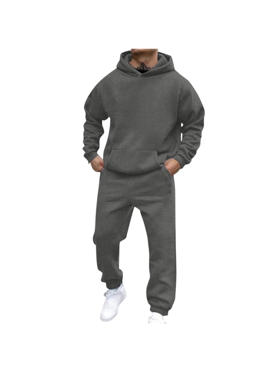 Men Sweatpants Tracksuit Set Casual 2 Pcs Sweatshirts and Pant Outfits Gym Loungewear Hoodies Sweatsuit