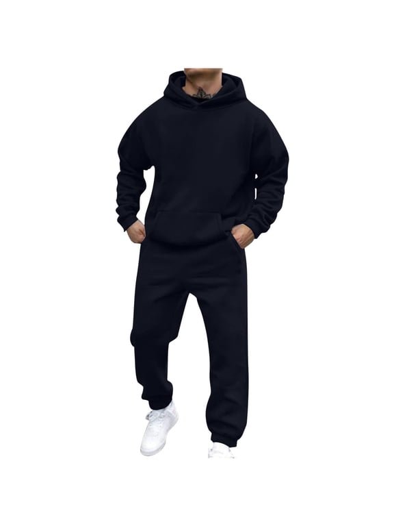 Men Sweatpants Tracksuit Set Casual 2 Pcs Sweatshirts and Pant Outfits Gym Loungewear Hoodies Sweatsuit