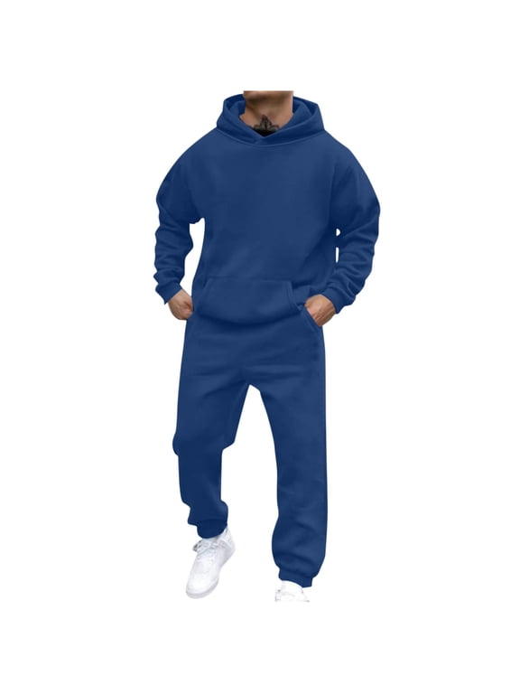 Men Sweatpants Tracksuit Set Casual 2 Pcs Sweatshirts and Pant Outfits Gym Loungewear Hoodies Sweatsuit