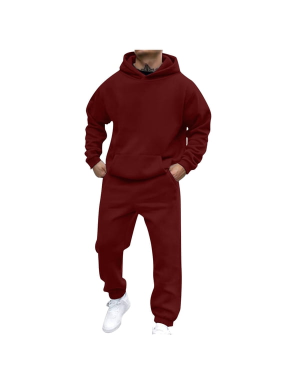 Men Sweatpants Tracksuit Set Casual 2 Pcs Sweatshirts and Pant Outfits Gym Loungewear Hoodies Sweatsuit