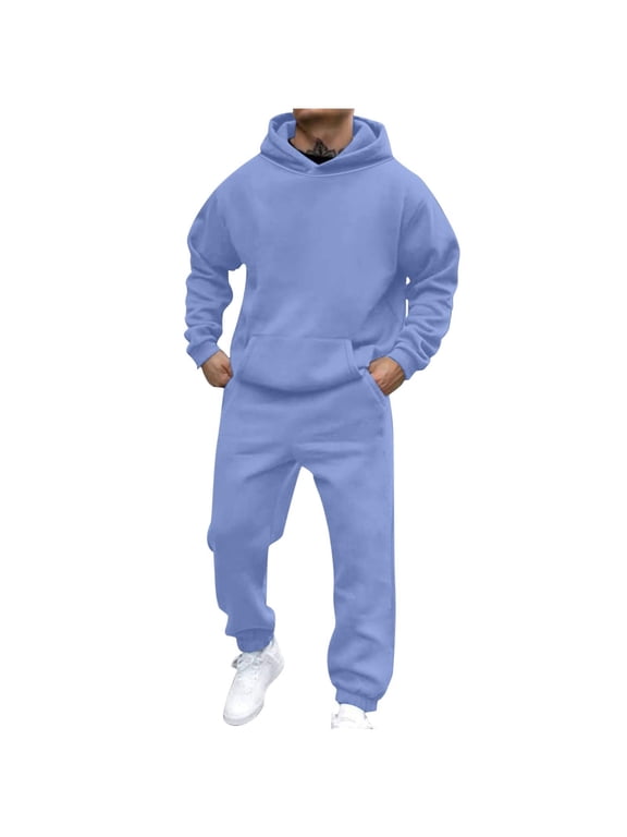 Men Sweatpants Tracksuit Set Casual 2 Pcs Sweatshirts and Pant Outfits Gym Loungewear Hoodies Sweatsuit