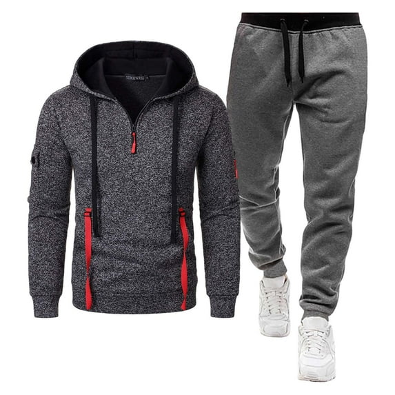 Aofany Men Tracksuit Set Solid Color 2 Piece Jogging Suits Hooded Sweatsuit Mens Hoodies And Sweatpants Long Sleeve Jogger Sets