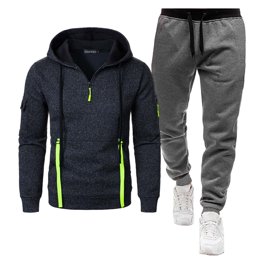 Letdown Men's Hoodie Tracksuit 2 Piece Sweatsuit Sets Casual Fleece Lined Jogging Athletic Suits With Pockets Men Tracksuit - Wine,XL, Beige