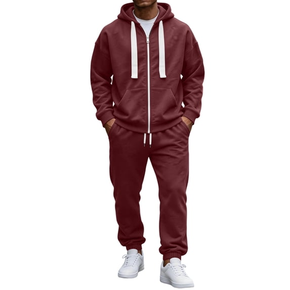 Aofany Men's 2 Piece Tracksuits Sets Jogging Sweatsuits Full Zip Hoodie & Sweatpants Warm Up Track Suits