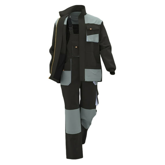 Aofany Men's 2 Pieces Outfits Wear-Resistant and Reflective Long Sleeve Lapel Tops & Pants Machine Repair Clothes, Welding Workshop Construction Labor Protection Work Clothes Set