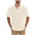 thumbnail image 1 of Aofany Men's Button Down Shirts Short Sleeve Casual Shirts Cotton Linen Summer Beach Shirts Vacation Shirts with Pocket, 1 of 2