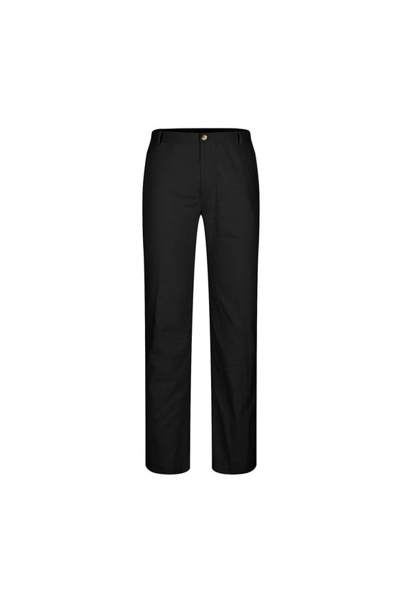 Men's Casual Loose Straight Trousers Solid With Double Pleated Front Pockets Pants Relaxed Fit Business Pants
