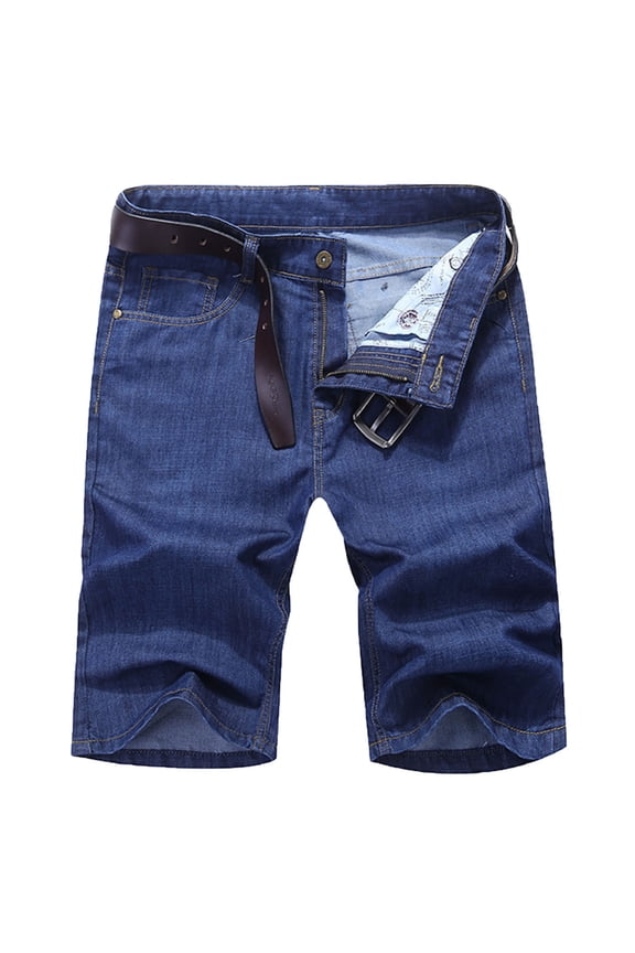 Men's Denim Shorts Stretchy Washed Jeans Shorts Classic Cut-Off Biker Jeans Trunks