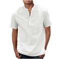 thumbnail image 1 of Aofany Men's Henley Shirt Solid Color Button Sport Shirt Round Neck Short Sleeve Tops with Pocket, 1 of 5