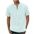 thumbnail image 1 of Aofany Men's Henley Shirt Solid Color Button Sport Shirt Round Neck Short Sleeve Tops with Pocket, 1 of 5