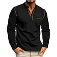 thumbnail image 1 of Aofany Men's Henley Shirts Stretch Long Sleeve Work Tee Tops Casual Crew NEck Button Pockets Blouse, 1 of 5