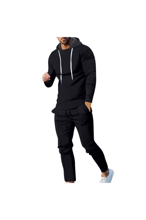 Men's Jogger Sets Hooded Sweatshirts+Pant Outfits Two Pieces Hoodies Sweatsuit Running Casual Tracksuit Set
