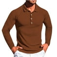 thumbnail image 1 of Aofany Men's Knit Shirts Lapel Long Sleeve Shirt Fashion Button Solid Color Slim Fit Tee Shirts, 1 of 5