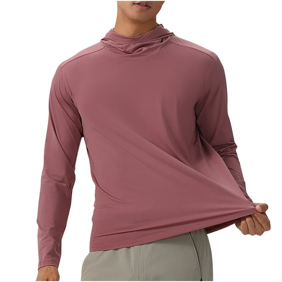 Aofany Men's Lightweight Breathable Sport Training Tops Solid Color Long Sleeve Hoodies Big And Tall Mens Sport T Shirt Blouse