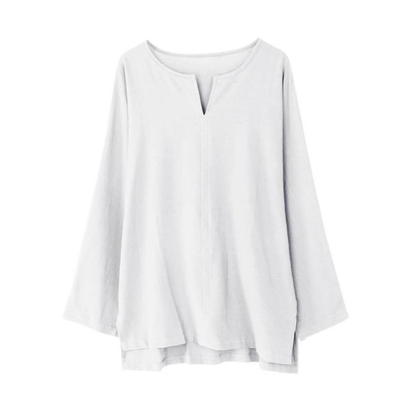 Aofany Men's Long Sleeved Solid Color V-neck T Shirt Casual Loose Fit Big And Tall Mens Tops Fall Pullover Blouse