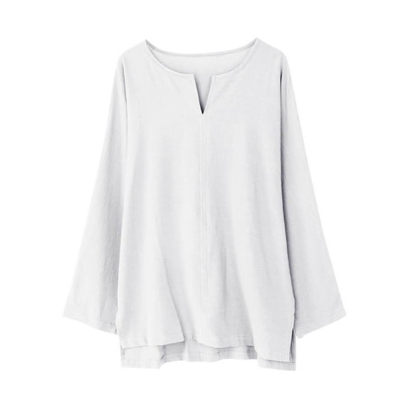 Aofany Men's Long Sleeved Solid Color V-neck T Shirt Casual Loose Fit Big And Tall Mens Tops Fall Pullover Blouse