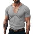 thumbnail image 1 of Aofany Men's Plus Size Shirts Short Sleeve Casual Slim Workout Tops Fitness Athletic Sports Blouse, 1 of 5
