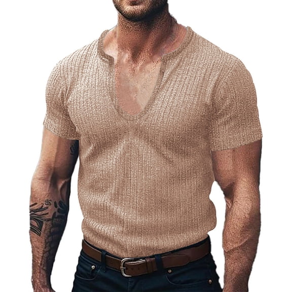 Aofany Men's Plus Size Shirts Short Sleeve Casual Slim Workout Tops Fitness Athletic Sports Blouse