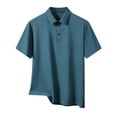thumbnail image 1 of Aofany Men's Plus Size Short Sleeved T Shirt Solid Color Ice Silk Lapel Blouse Casual Baggy Sports Top, 1 of 2