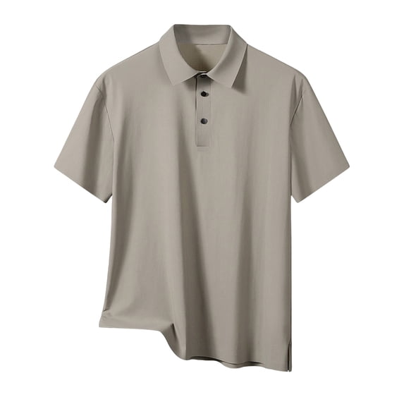 Aofany Men's Plus Size Short Sleeved T Shirt Solid Color Ice Silk Lapel Blouse Casual Baggy Sports Top
