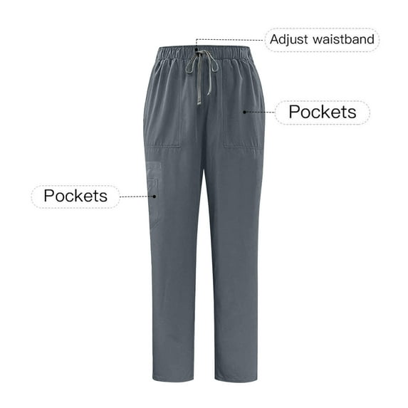 Aofany Men's Scrub Pants Elastic Waist Pants for Men Multiple Pockets Drawstring Joggers Pants Stretch Nurse Scrubs Bottoms