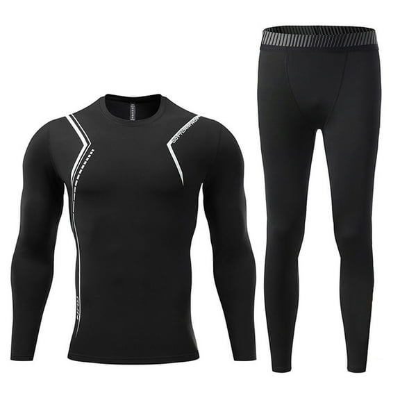 Aofany Men's Sports Running Set Shirt and Pants Skin-Tight Long Sleeves Quick Dry Fitness Tracksuit Gym Biker Yoga Suits