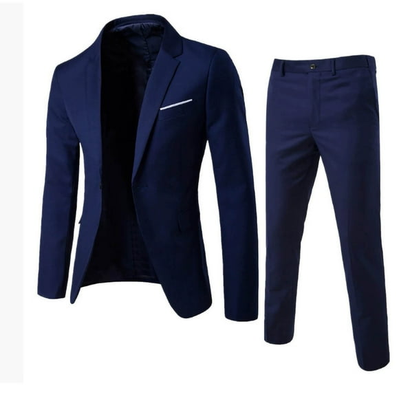 Aofany Men's Suits 2 Piece Slim Fit Suit Set, Button Business Wedding Party Tuxedo Solid Blazer Jacket & Pants