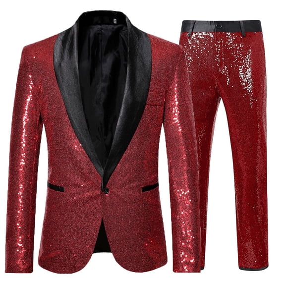 Aofany Men's Suits Sets Slim Fit One Button Suit Blazer Jacket & Dress Pants 2 Piece Business Dinner Party Prom Wedding Stylish Tuxedo