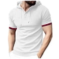 thumbnail image 1 of Aofany Men's Summer Hooded Shirt Short Sleeved Casual Sports T-shirt Top Comfy Mens Blouse, 1 of 8