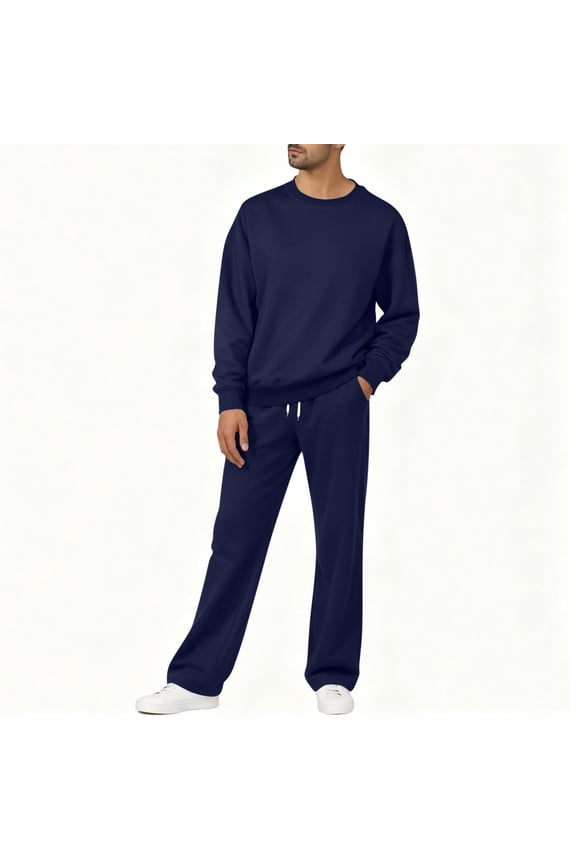 Men's Sweatsuit Set Casual Solid Color Pullover Long Sleeve Sweatshirts Drawstring Long Pants Winter Fall Outfits