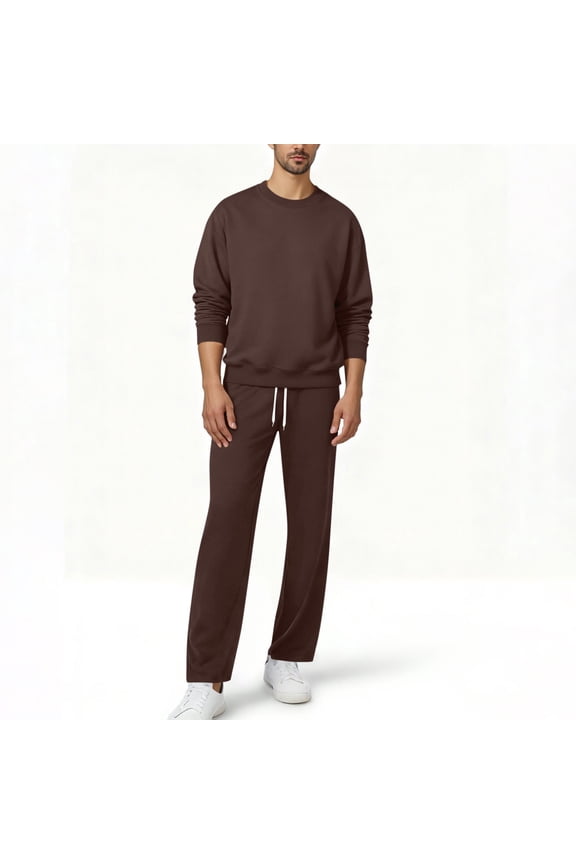 Men's Sweatsuit Set Casual Solid Color Pullover Long Sleeve Sweatshirts Drawstring Long Pants Winter Fall Outfits