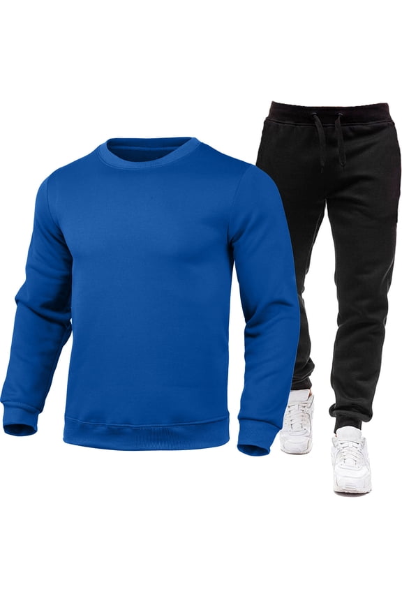 Men's Track Suits 2 Piece Set Long Sleeve Warm Up Active Jogging Suits Solid Color Plus Size Sweatsuits Fall Winter Casual Outfits on Sale