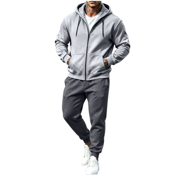 Aofany Men's Tracksuit 2 Pieces Set Full Zip Hoodie Sweatsuits Casual Long Sleeve Jackets and Drawstring Sweatpants Athletic Jogging Suits Sports Outfits