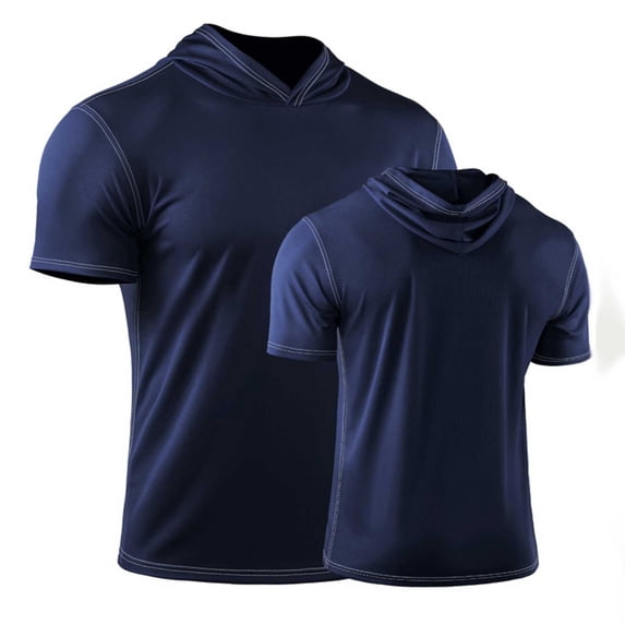Aofany Men's Workout Shirts Hooded Quick Dry Short Sleeve Pullovers Tops for Muscle Gym Exercise Sports Running Cycling Basketball