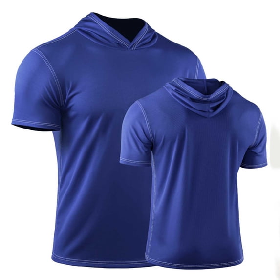 Aofany Men's Workout Shirts Hooded Quick Dry Short Sleeve Pullovers Tops for Muscle Gym Exercise Sports Running Cycling Basketball