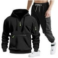 thumbnail image 1 of Aofany Mens 2 Piece Outfits Sweatsuit Half Zip Fleece Long Sleeve Track Suits 2 Piece Joggers Set 2025 Winter Solid Workout Sweat Set Running Joggers, 1 of 9
