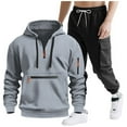 thumbnail image 1 of Aofany Mens 2 Piece Outfits Sweatsuit Half Zip Fleece Long Sleeve Track Suits 2 Piece Joggers Set 2025 Winter Solid Workout Sweat Set Running Joggers, 1 of 9
