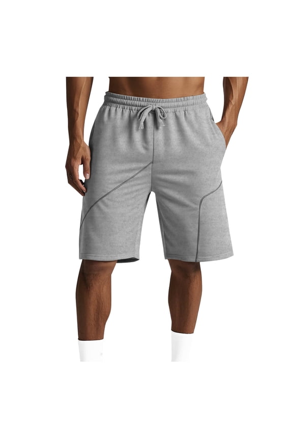 Mens Athletic Sweat Shorts Casual Elastic Waist Drawstring Joggers Shorts Loose Lounge Gym Workout Knee Length Shorts